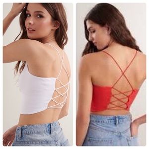 2 for $20 - Red Criss-Cross Ribbed Cropped Cami